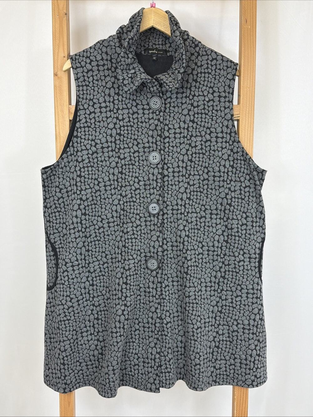 Yushi Wired Collar Vest XXL Made in USA — 4-Button, Front Pockets, Back Pleat